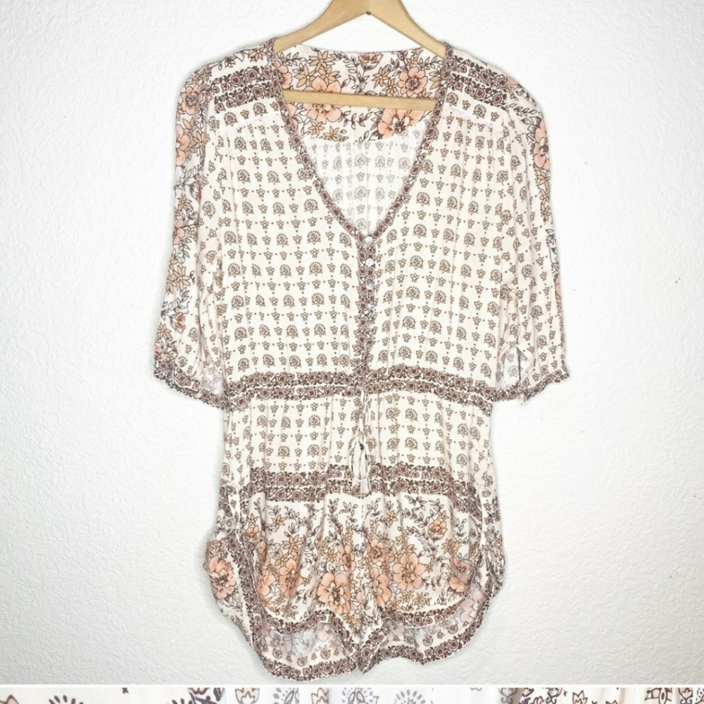 Spell Cream and Brown Floral Jumpsuit